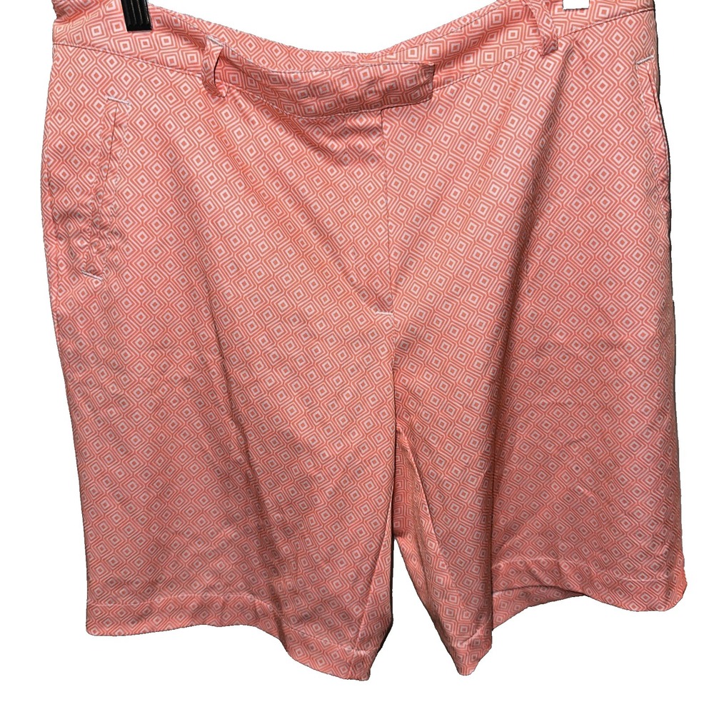 Lady Hagen Bermuda Stretch Golf Shorts Coral Print Size 10.